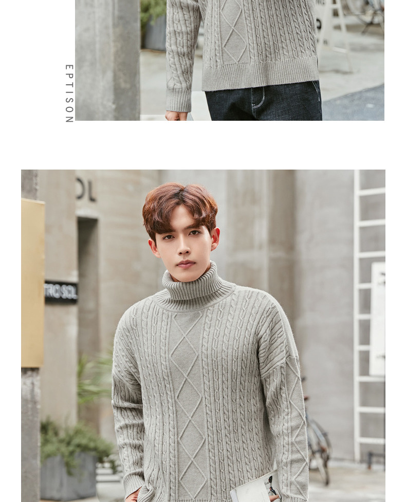 Sản phẩm quần áo Tiancheng 2018 mùa đông áo len mới xu hướng nam phiên bản Hàn Quốc của những bộ áo len cổ lọ rộng blazer nam