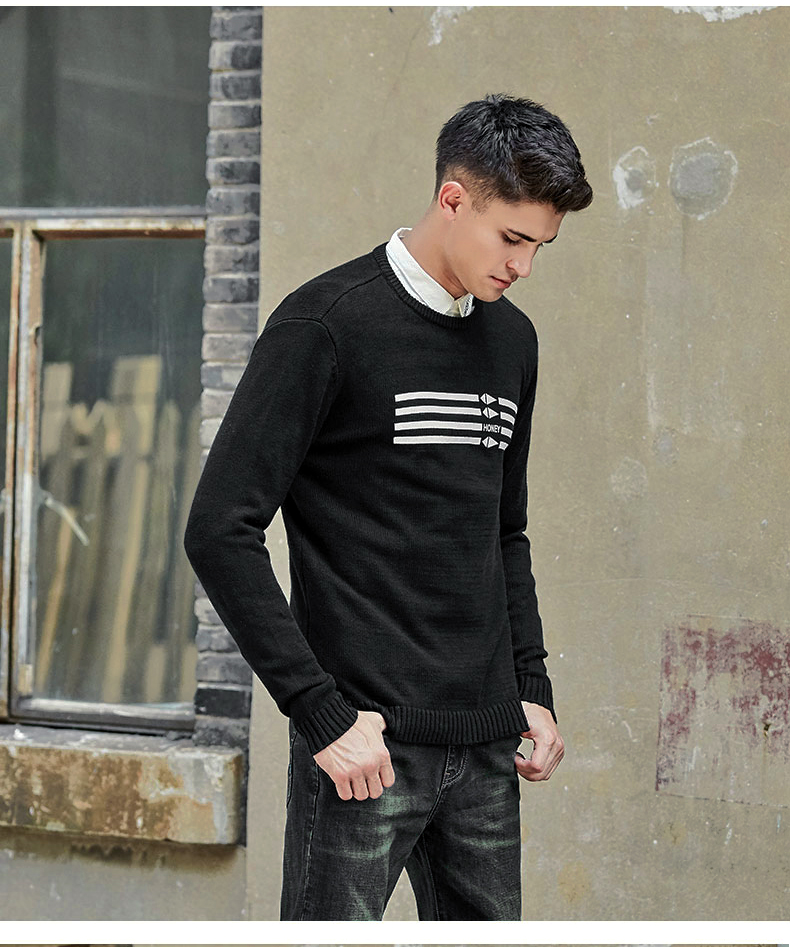 Sản phẩm quần áo Tiancheng 2019 mùa thu mới làn sóng giản dị áo len nam cổ tròn - Kéo qua shop áo khoác nam