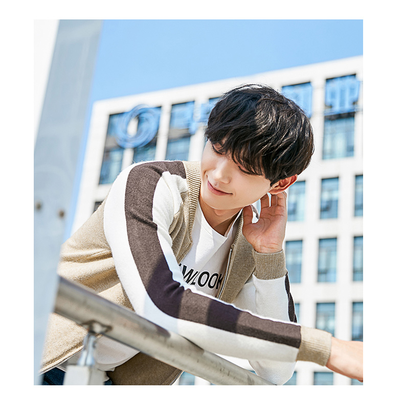 Quần áo Tiancheng 2019 xuân mới áo len nam áo len cardigan phiên bản Hàn Quốc của áo len nam trẻ trung hoang dã áo len nam cổ tim