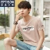 Sản phẩm quần áo Tiancheng 2019 hè mới áo thun nam tay ngắn cổ tròn màu cotton rắn xu hướng phiên bản Hàn Quốc in một nửa tay Áo phông ngắn