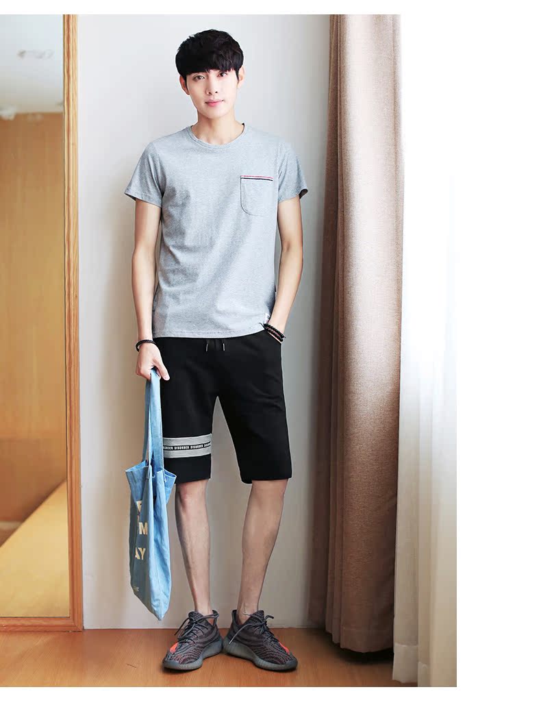 Quần áo Tiancheng 2019 hè mới quần nam giản dị thời trang tương phản màu khâu trẻ trung quần ống suông nam