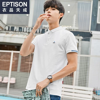 Quần áo Tiancheng 2018 mùa hè mới ngắn tay Polo nam xu hướng Hàn Quốc thêu T-Shirt thanh niên nửa tay áo sơ mi active shirt Polo