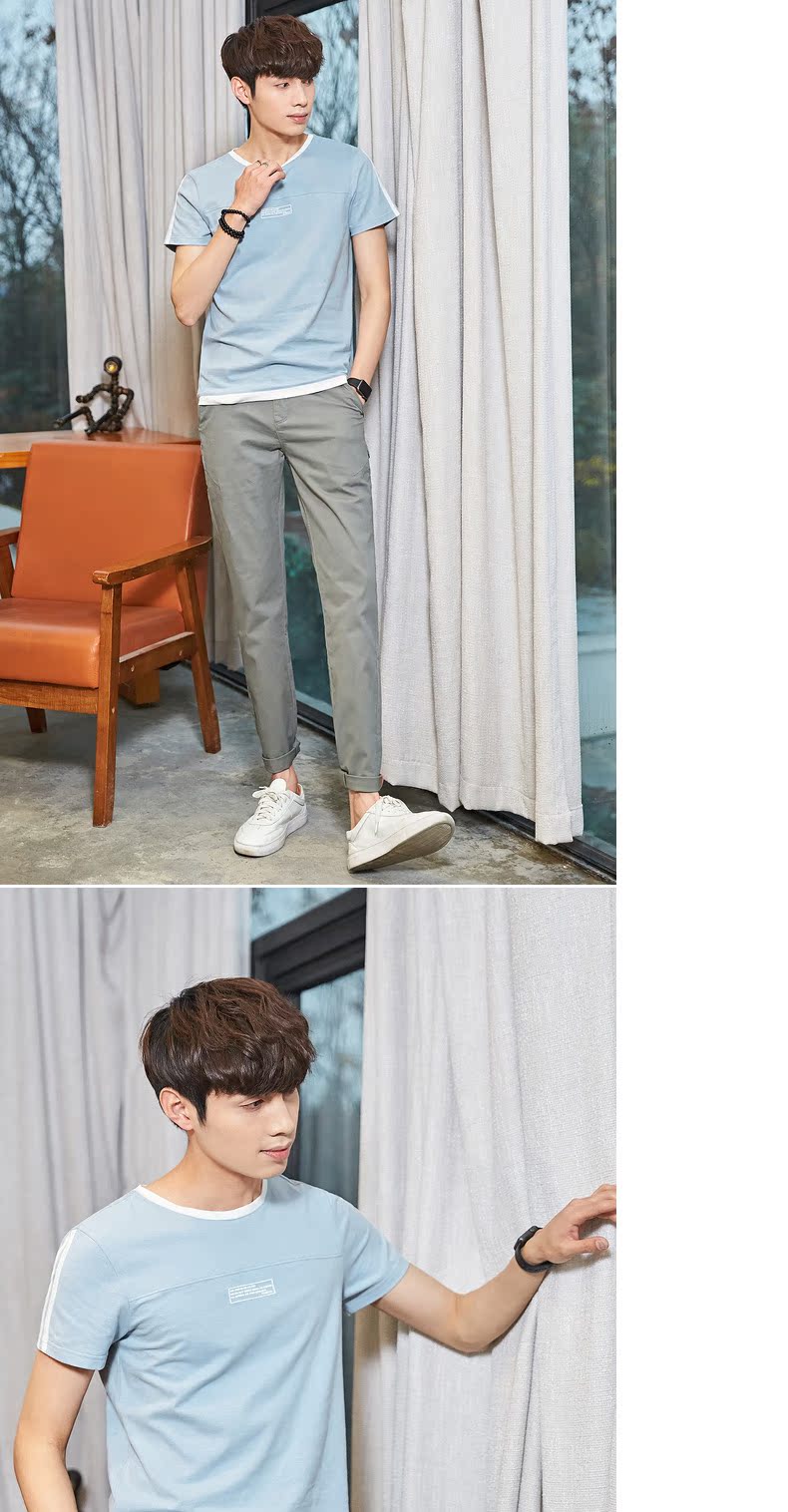 Quần áo Tiancheng 2019 hè mới cho nam áo thun ngắn tay phiên bản Hàn Quốc của xu hướng in đáy áo sơ mi nửa tay Áo phông nam hàng hiệu
