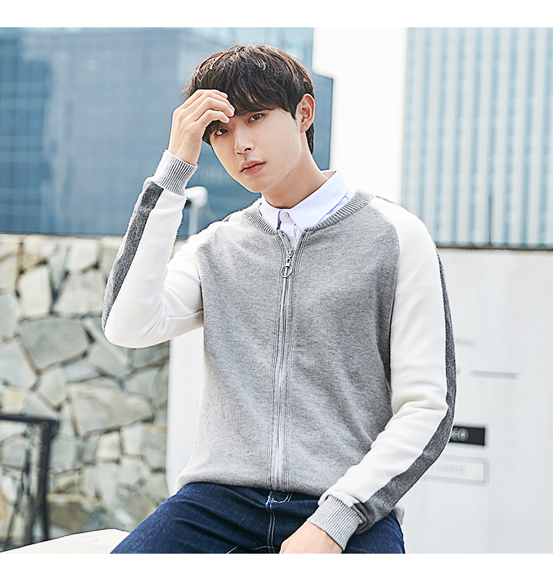 Quần áo Tiancheng 2019 xuân mới áo len nam áo len cardigan phiên bản Hàn Quốc của áo len nam trẻ trung hoang dã áo len nam cổ tim