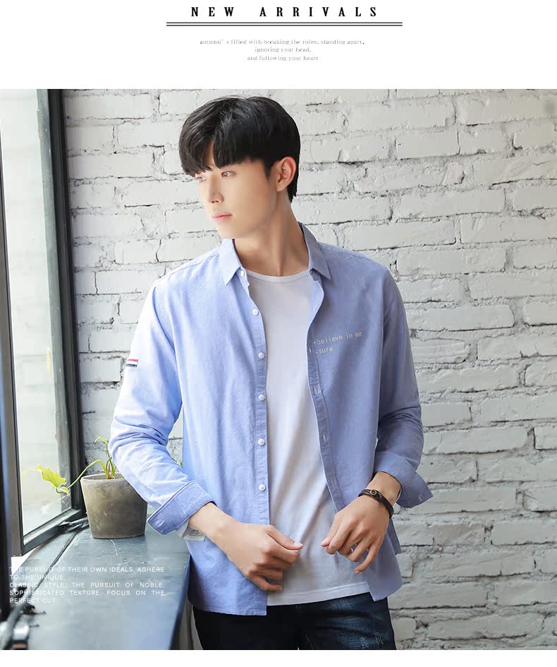 Sản phẩm quần áo Tiancheng xuân mới áo sơ mi nam xu hướng phiên bản Hàn Quốc của quần dài tay trẻ trung đẹp trai Quần lọt lưới shop áo sơ mi nam