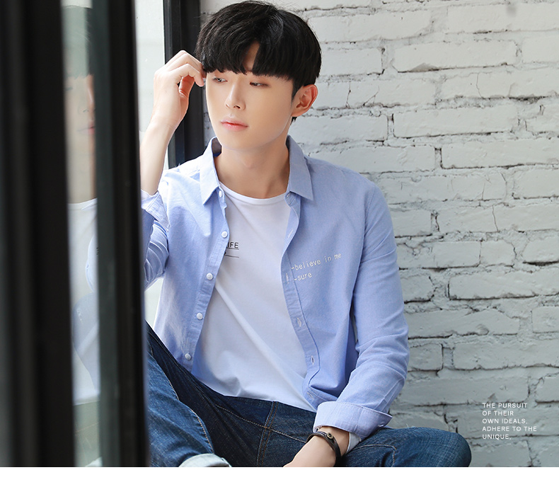 Sản phẩm quần áo Tiancheng xuân mới áo sơ mi nam xu hướng phiên bản Hàn Quốc của quần dài tay trẻ trung đẹp trai Quần lọt lưới shop áo sơ mi nam