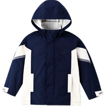 Annai childrens clothing boys velvet windbreaker jacket autumn and winter new childrens outdoor warm hooded windproof jacket