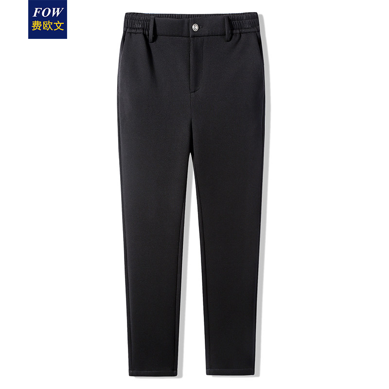 Male Pants Autumn Winter Thick style Han version Height Waist Pants Mid Youth Bunches Pants Elastic Business Casual Long Pants 100 lap