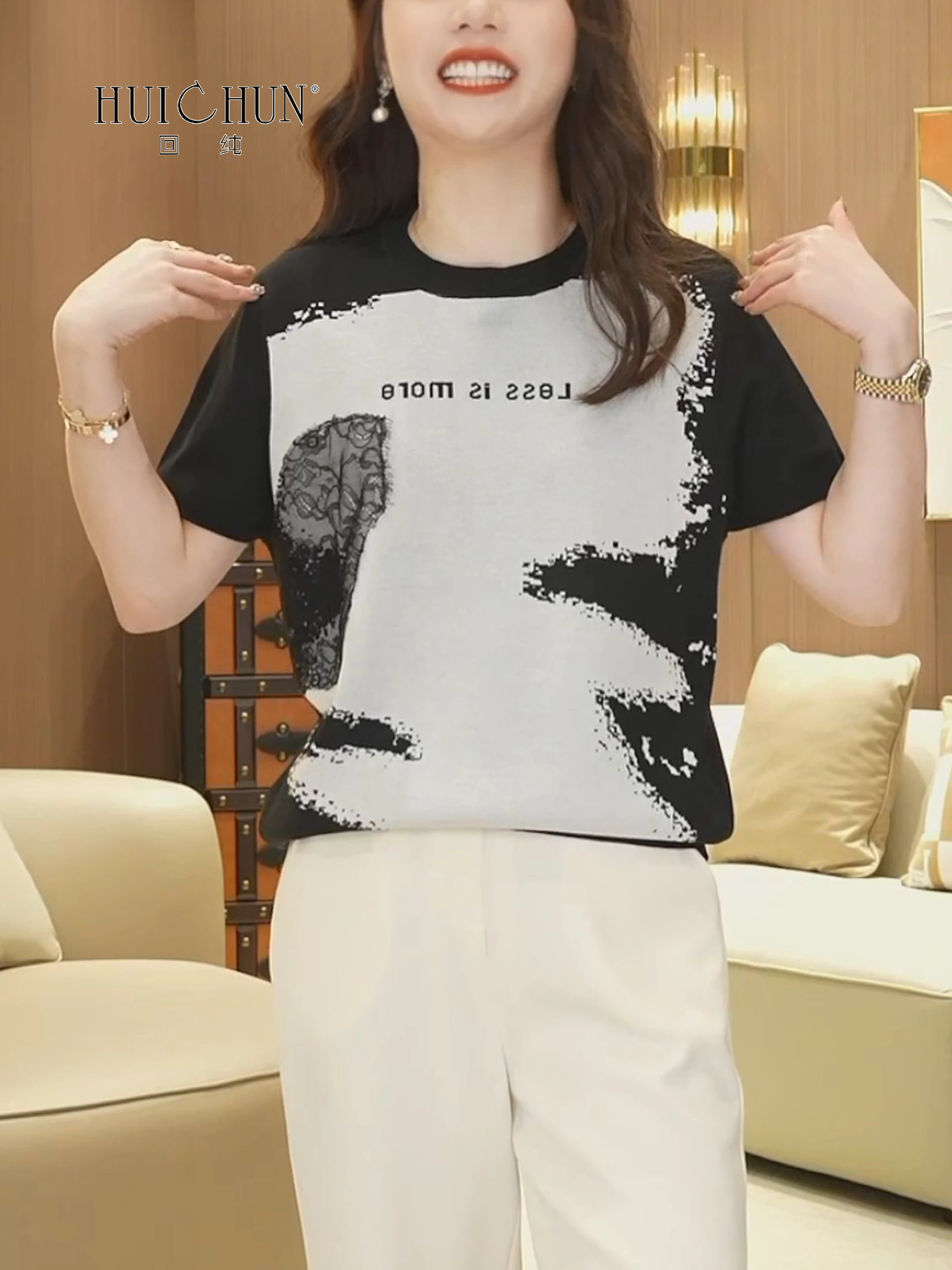 Silk thin summer T-shirt, high-quality style, size