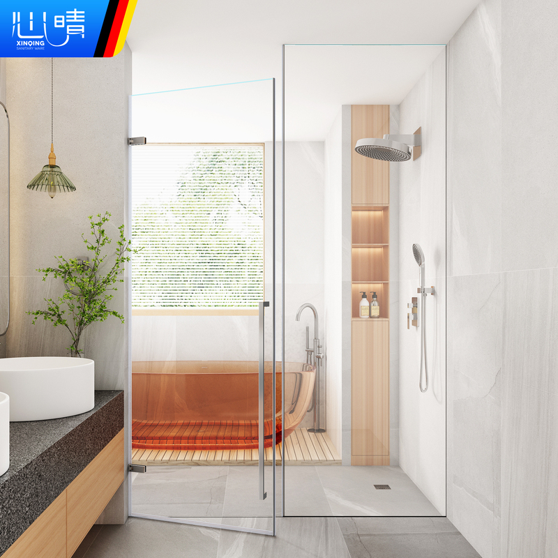 Xinqing Sunken Rimless Shower Room Flat Door Embedded to Top Barrier-Free Entry and Exit Dry and Wet Separation Shower Partition