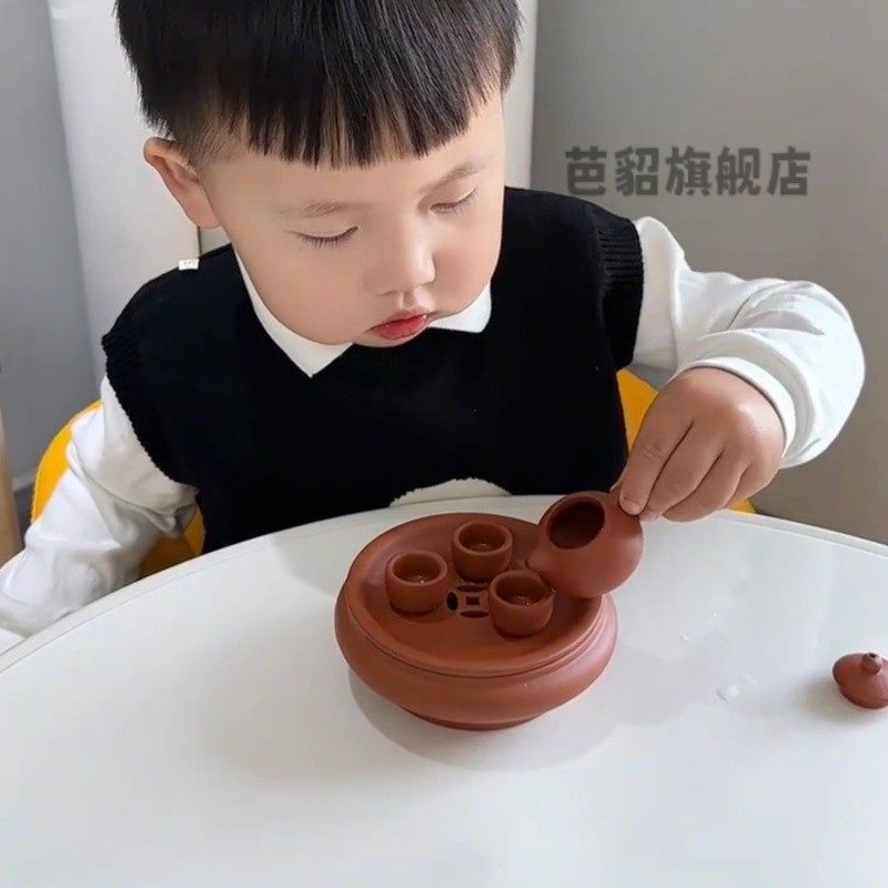 Children's Mini Tea Set Toy Pretend Play Tea Tray Household Small High-Temperature Fired Purple Clay Teapot Decorative Ornament Xz