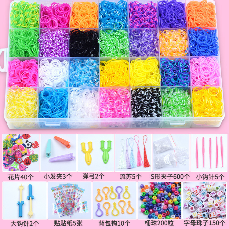Rainbow Handmade Braided Rubber Band Set DIY Rainbow Rubber Band Rainbow Braided Bracelet Set 28-Piece Set