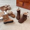 Children's Cotton Shoes, Girls' Snow Boots, Winter Girls' Fashionable and Stylish Two-Wear Boots, Melard Fleece-Lined Warm Leather Boots