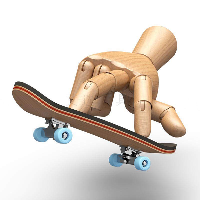 Boys' Maple Wood High-End Limited Edition Finger Skateboard Mini Flip Team Professional Version Competition with Anti-Slip Mat Stress Relief Toy