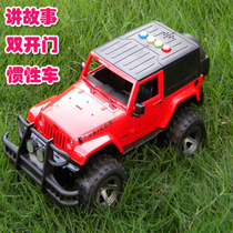 Linda off-road vehicle jeep model with light music storytelling inertia car double door childrens toy car