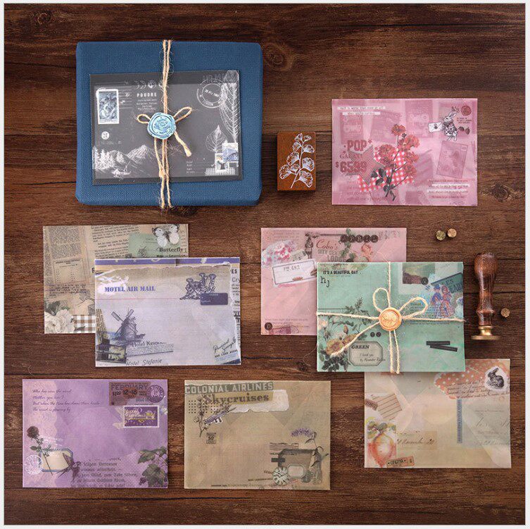 Creative Retro Floral Letter Posting Translucent Collage Material Paper Small Card Postcard Cashier Bag Sulphuric Acid Paper Envelope-Taobao