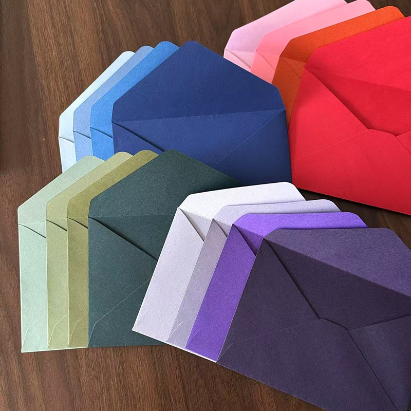 可定制LOGO120克特种纸高级彩色渐变信封墙西式明信片C6三角信封