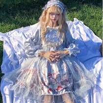 Korean mushroom cool{spot}~Factory original design Lolita autumn Fairy tale dress reflective long-sleeved OP dress female