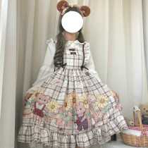 Korean mushroom cool~Factory original design Japanese soft girl sunflower bear lolita dress jsk suspender dress cute