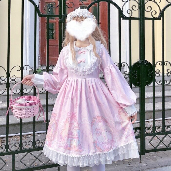 Han mushroom cool {spot} ~ factory original design Japanese Lolita Cat Manor dress op long sleeve dress woman