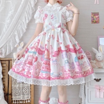 Han mushroom cold {spot} ~ factory original design Lolita rabbit bear performs a lovely jsk hanging dress woman