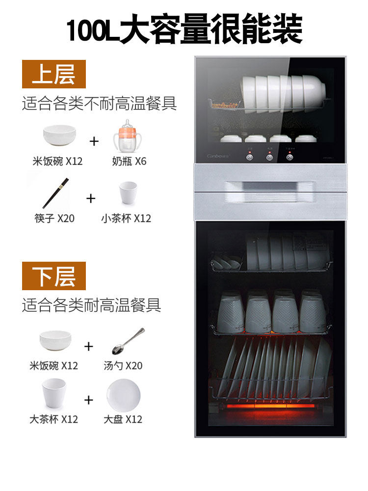 Canbo Cambo ZTP128N-1 Disinfection Cabinet Home Standing Mini High Temperature Small Double Door Commercial Bowl Tray Cabinet