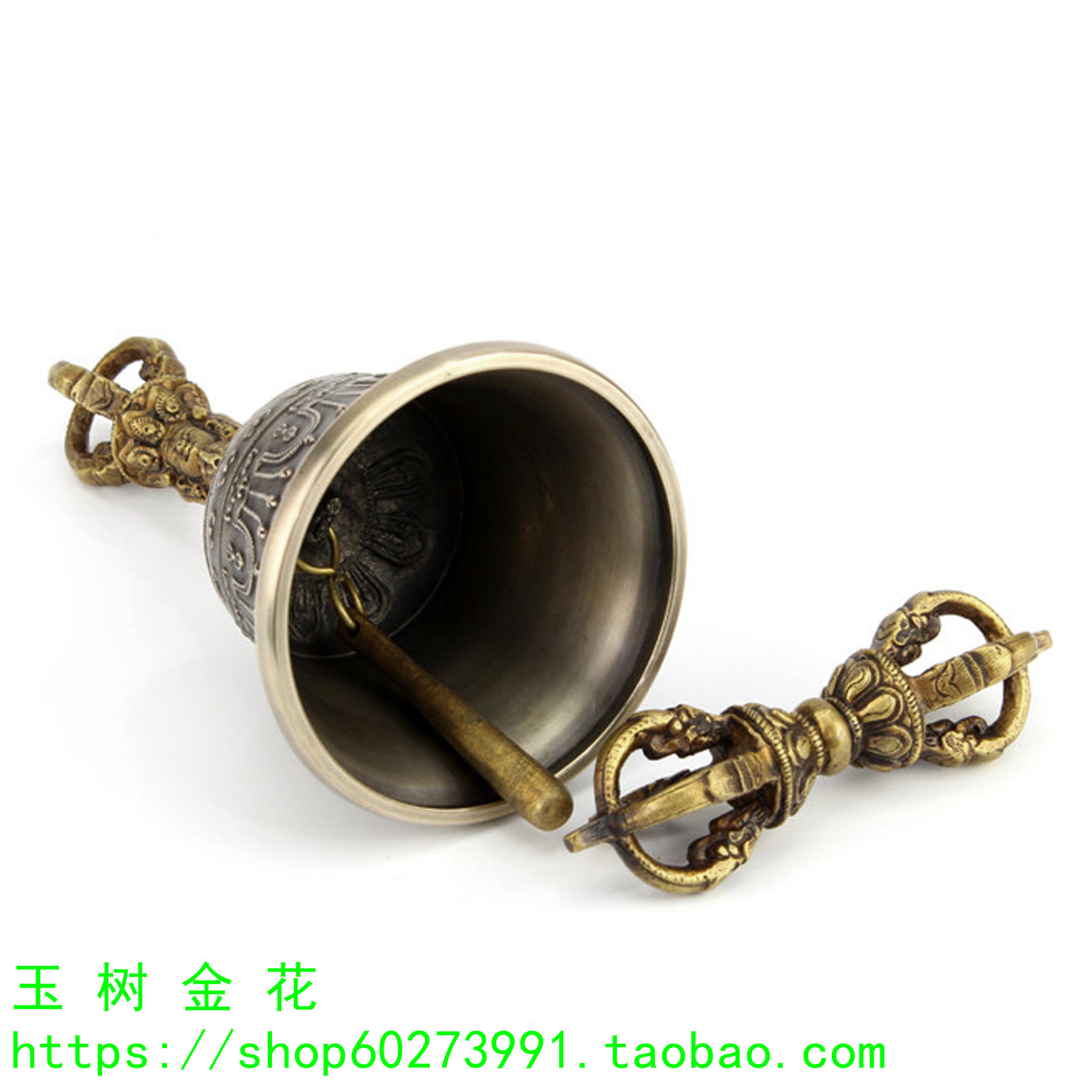 Колокол для службы 五股金刚铃杵套装、尼泊尔手工制作、法铃、西藏铃 金铃