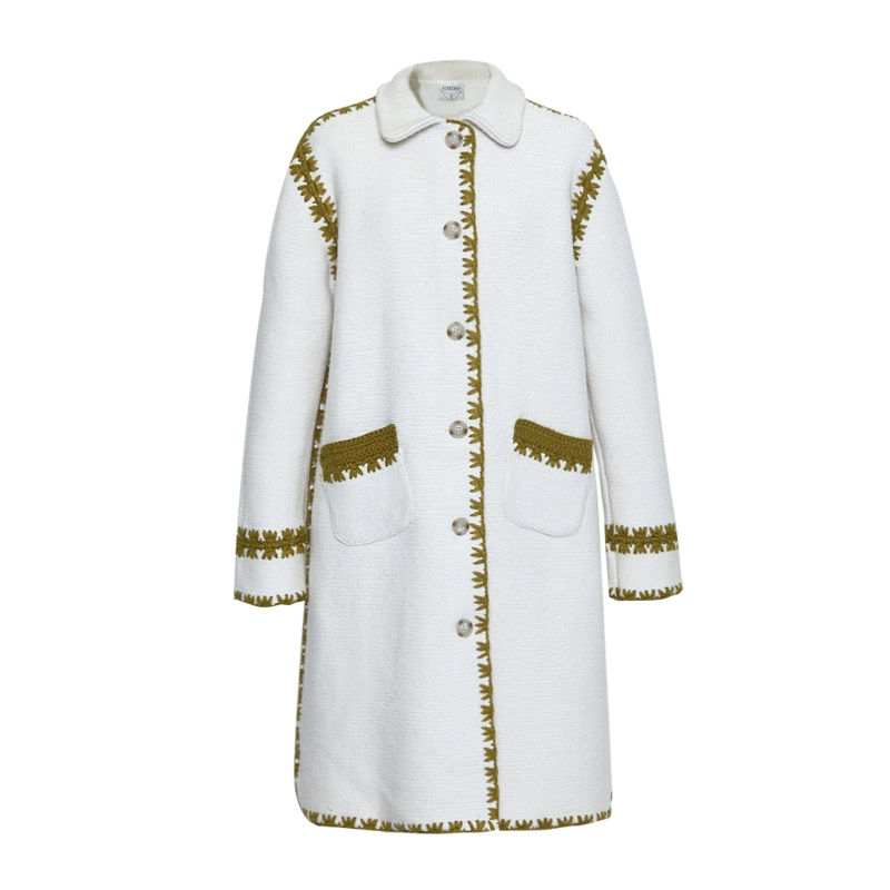 WINGFREE mã hóa đầy đủ len thủ công áo khoác móc áo cửa ngẫu nhiên SYM18 quần áo mùa đông mới của phụ nữ - Áo len lót đôi