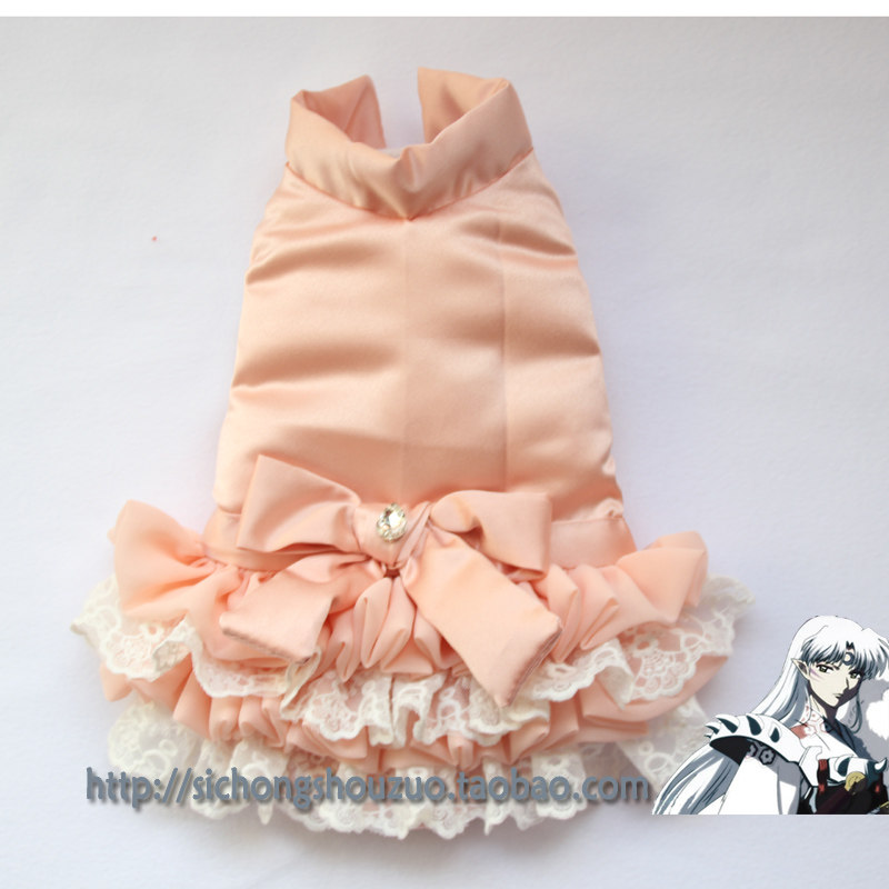 Flesh pink bowknot cotton jacket, pet cotton jacket, winter pet clothes, thick cat and dog clothes, pet winter clothes