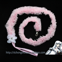 Pink plaid white lace leash pet leash leash pink yarn and purple yarn