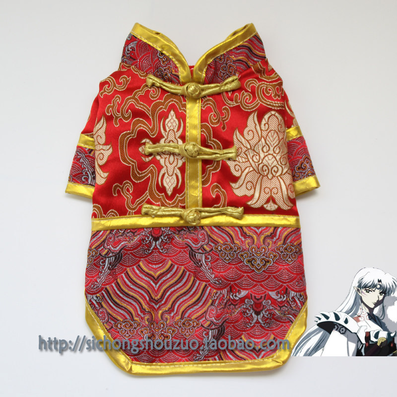 Red pet male dog cloud pattern show and Tang suit, pet male dog Chinese New Year costume, cat and dog Tang suit, custom-made