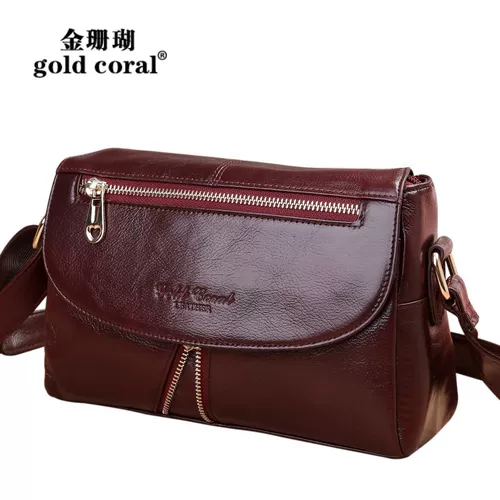 Коралловая кожаная сумка через плечо, сумка на одно плечо, небольшая сумка, из натуральной кожи