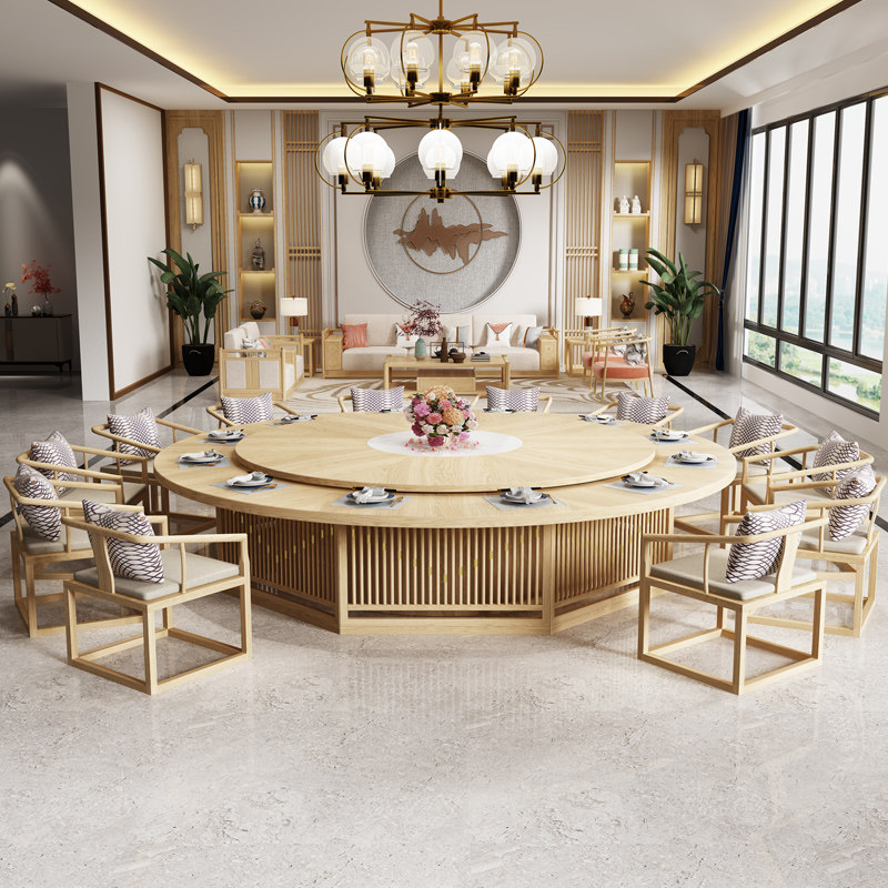 Hotel electric dining table big round table hotel 16 people new Chinese dining table banquet box hot pot dining table and chairs