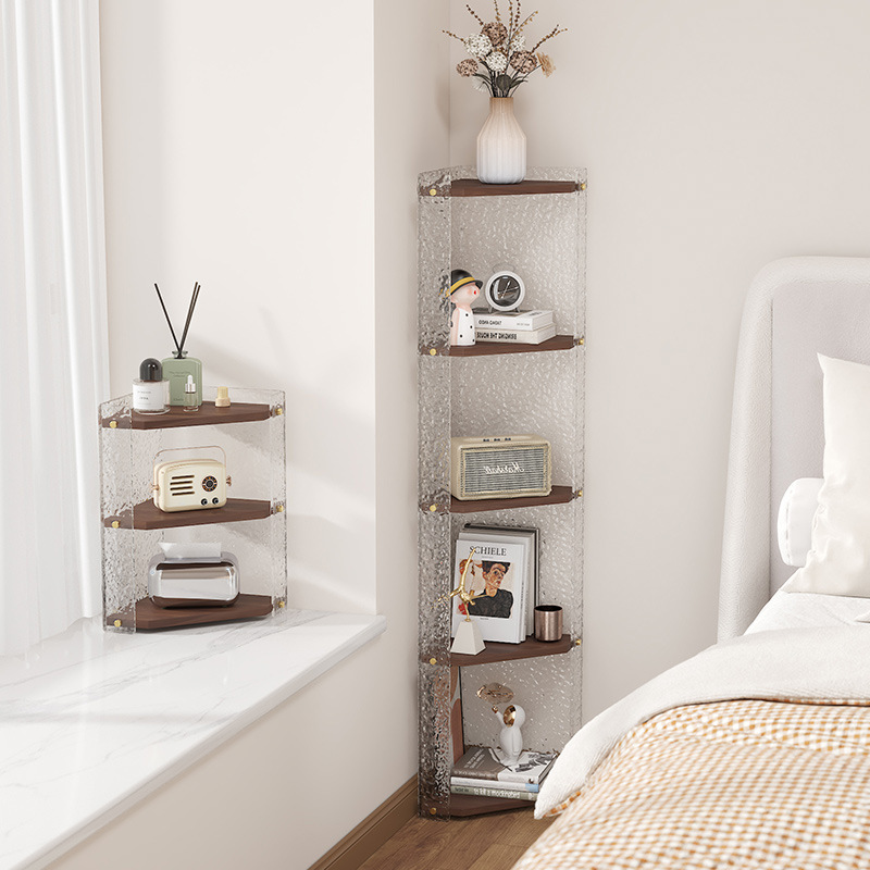 Wall-Mounted Storage Rack, Desktop Tripod, Corner Integrated Wall-Mounted Acrylic Storage Rack, Multi-Layer Floor-Standing Bookshelf for Corners