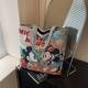 2025 Popular Cartoon Canvas Bag Large Capacity Women's Casual Shoulder Bag Tote Bag Handbag Embroidered Bag