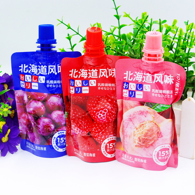 Ultra-friendly Hokkaido lactic acid bacteria suction and freeze juice type Suction Jelly Strawberry White Peach Grape 0 Fat Bulk