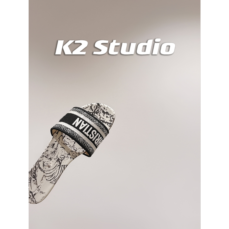 K2 Studio New Designs! Embroidered Slippers for Women, Summer Outdoor Wear, 2026 Flat Fashion Trendy Slide Sandals