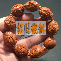 Su Gong Nangong famous handmade lucky Pixiu blood-dripping red olive core carving old oil core bracelet bracelet with certificate