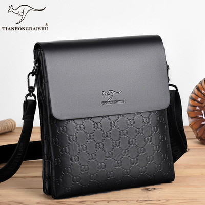 天弘袋鼠男士包包牛皮时尚单肩包男商务背包斜挎包潮牌男包休闲包