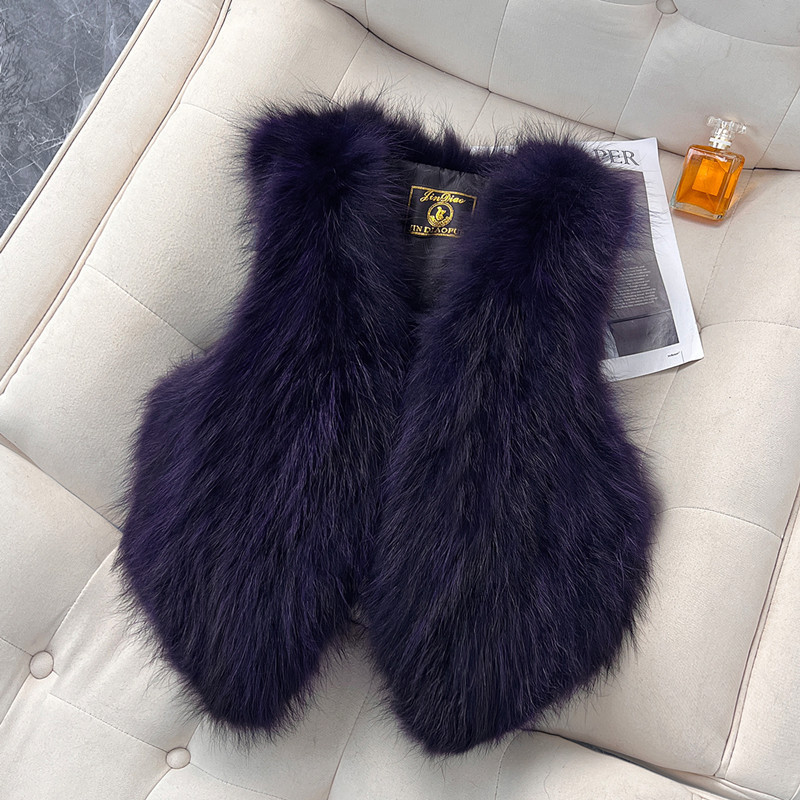 2025 New Style Fox Fur Vest Short Slim Fit Fashionable Waistcoat Jacket Raccoon Fur Coat