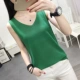 Áo yếm nữ mặc ngắn đoạn rộng cỡ lớn mùa hè mỏng phần băng lụa chạm đáy với áo dệt kim hàng đầu đồ vest nữ
