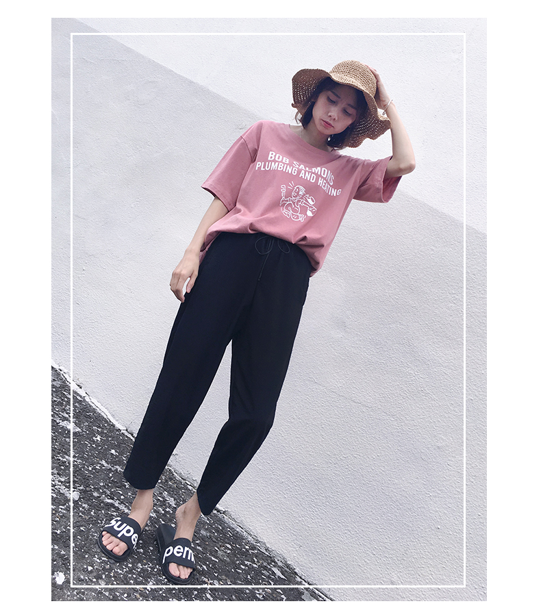 Mùa hè phần mỏng Phiên bản Hàn Quốc của quần vải cotton và vải lanh rộng rãi của phụ nữ thường có chín điểm thun co giãn Quần vải lanh mỏng cà rốt hoang dã - Quần Harem quần bò nữ đẹp