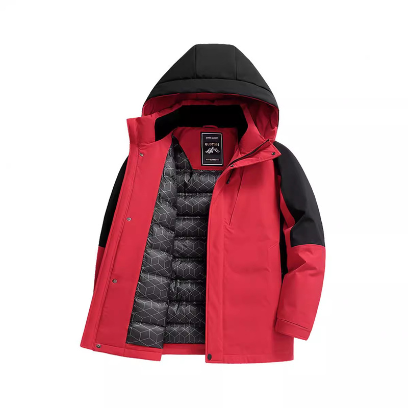 Jiangsu Special Edition down Jacket with Hooded Drawstring, Color-Blocking Design, Casual Outdoor down Jacket, Trendy Raglan Sleeves
