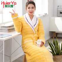 Sleeping Robe Womens Winter Coral Suede Triple thickened lengthened Warm Flannel Velvet Sweet home Padded Jacket padded jacket