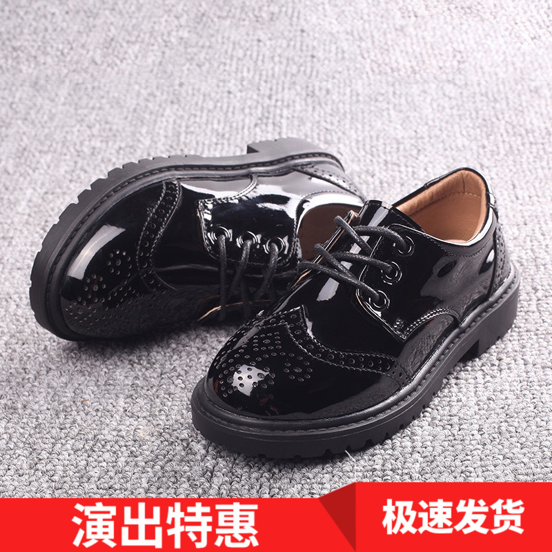 boys black leather shoes