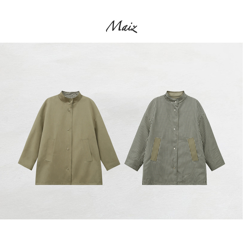 Zheng Maimei Double-Sided Style Autumn New Elegant and Beautiful Casual Commuting High-End Plus Size Women's Reversible Trench Coat