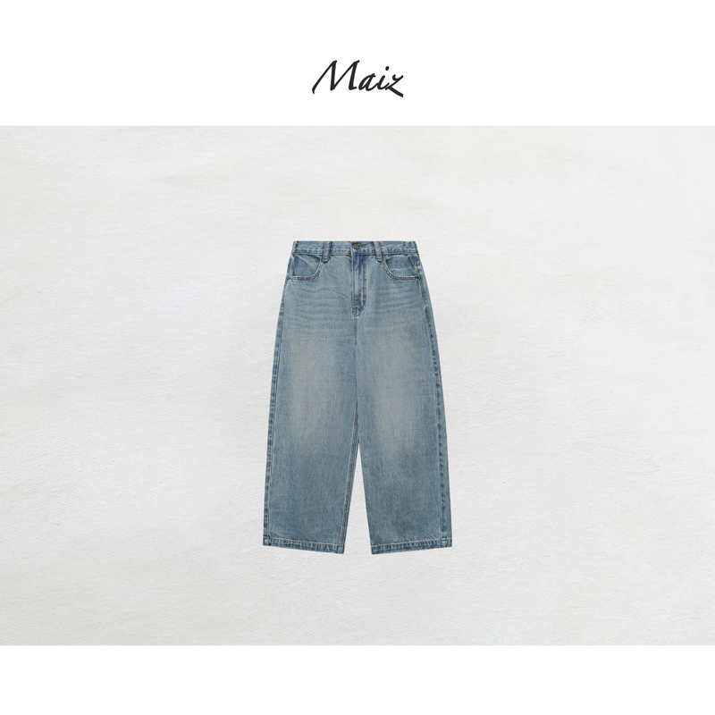 Zheng Maimai Sea Salt Soda Spring/Summer New Casual Versatile Commuting Scimitar Washed Distressed Jeans for Women Zheng Maimai Sea Salt Soda Spring/Summer New Casual Versatile Commuting Scimitar Washed Distressed Jeans for Women