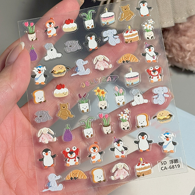 Jel*Ycat Embossed Stickers Nail Art Stereo Cute Jc Doll Fluffy Decoration DIY Planner Phone Case Nail Art