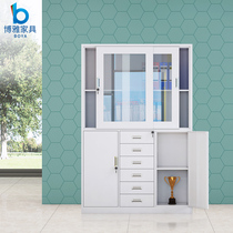 Thickened drawer glass file office bookcase iron sheet with lock storage voucher data cabinet width six filing cabinet