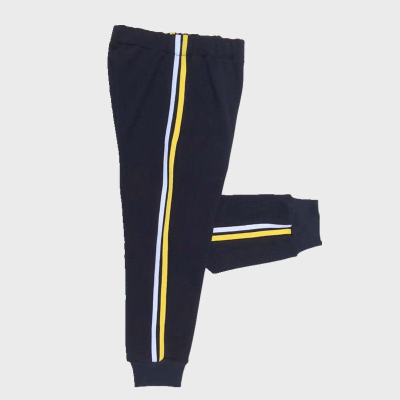 Autumn Winter Paragraph Thickened not inverted suede black Tibetan Classic Yellow and white bar closeted school pants men and women sports running pants